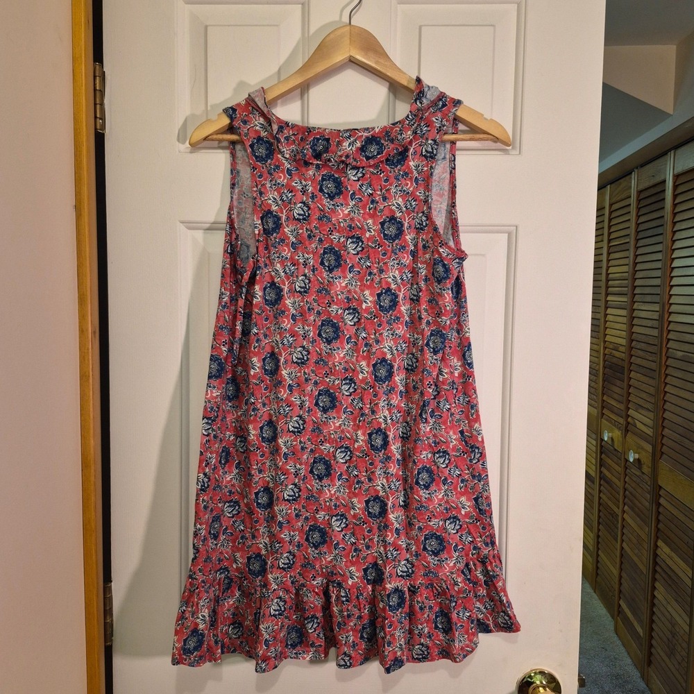 Lauren Ralph Lauren Womens Pink Blue Floral Ruffle Sleeveless Shift Dress Small